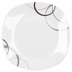 Null 6er Set Essteller Flach Palazzo 25cm - Speiseteller Aus Weißem Porzellan Mit Dekor-Kreisen In Grau Und Dunkelrot -Null Shop 0ff84fc4 a670 41c4 b2bf 5fab32f586c5 scaled