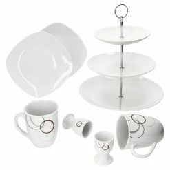 Null 7tlg. Etageren Frühstück Lilli Palazzo - 1x 24302284, 2x Eierbecher Pal. , 2x Becher Pal. & 2x Kuchenteller Lilli
