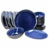 Null 18tlg. Teller Set Reactive Glaze Navy Blue- Athens - 24327290
