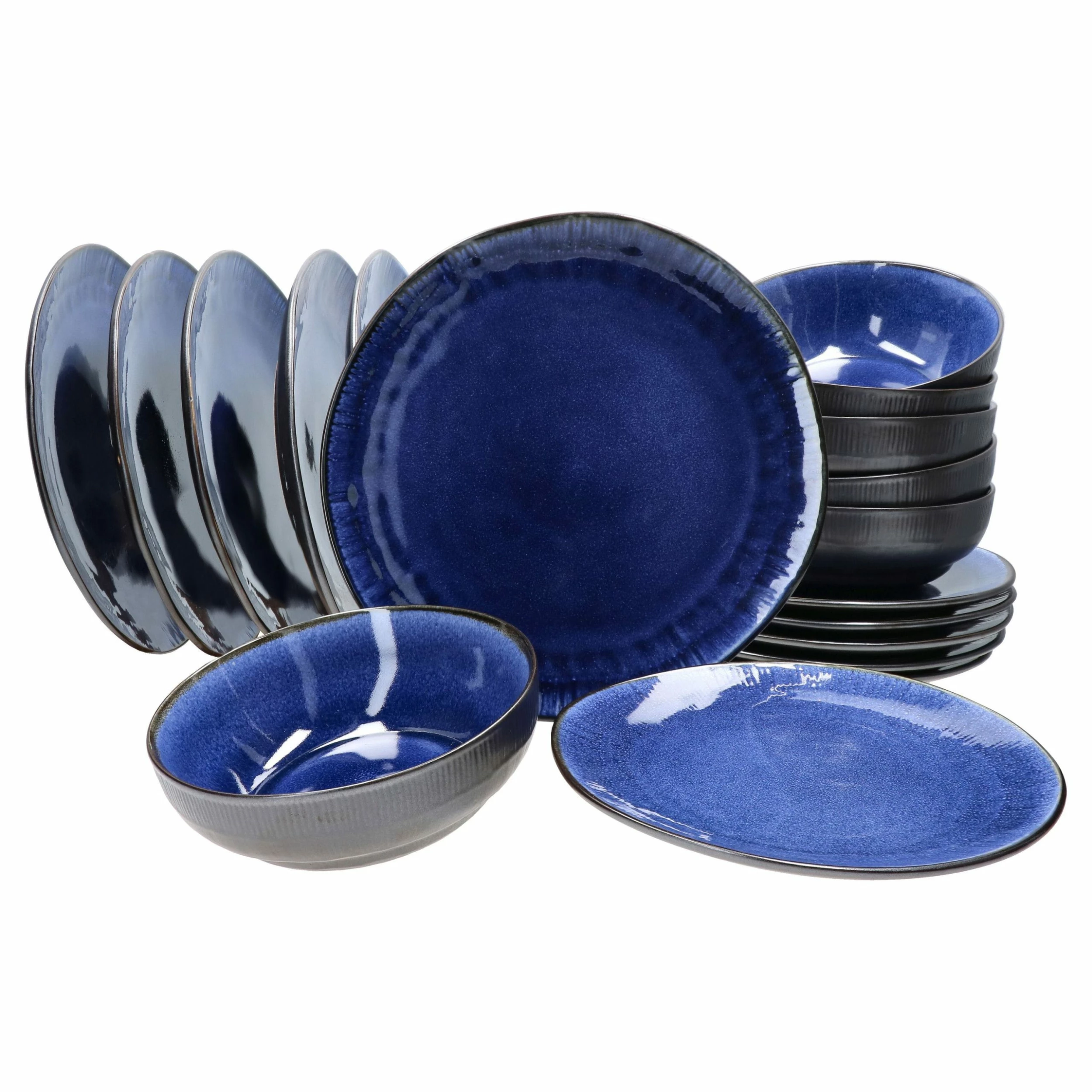 Null 18tlg. Teller Set Reactive Glaze Navy Blue- Athens - 24327290 1 Null 18tlg. Teller Set Reactive Glaze Navy Blue- Athens - 24327290