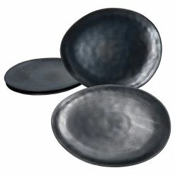 Null 4er Set Manhattan Nero Speiseteller 28,2cm Schwarz Oval - 24322631