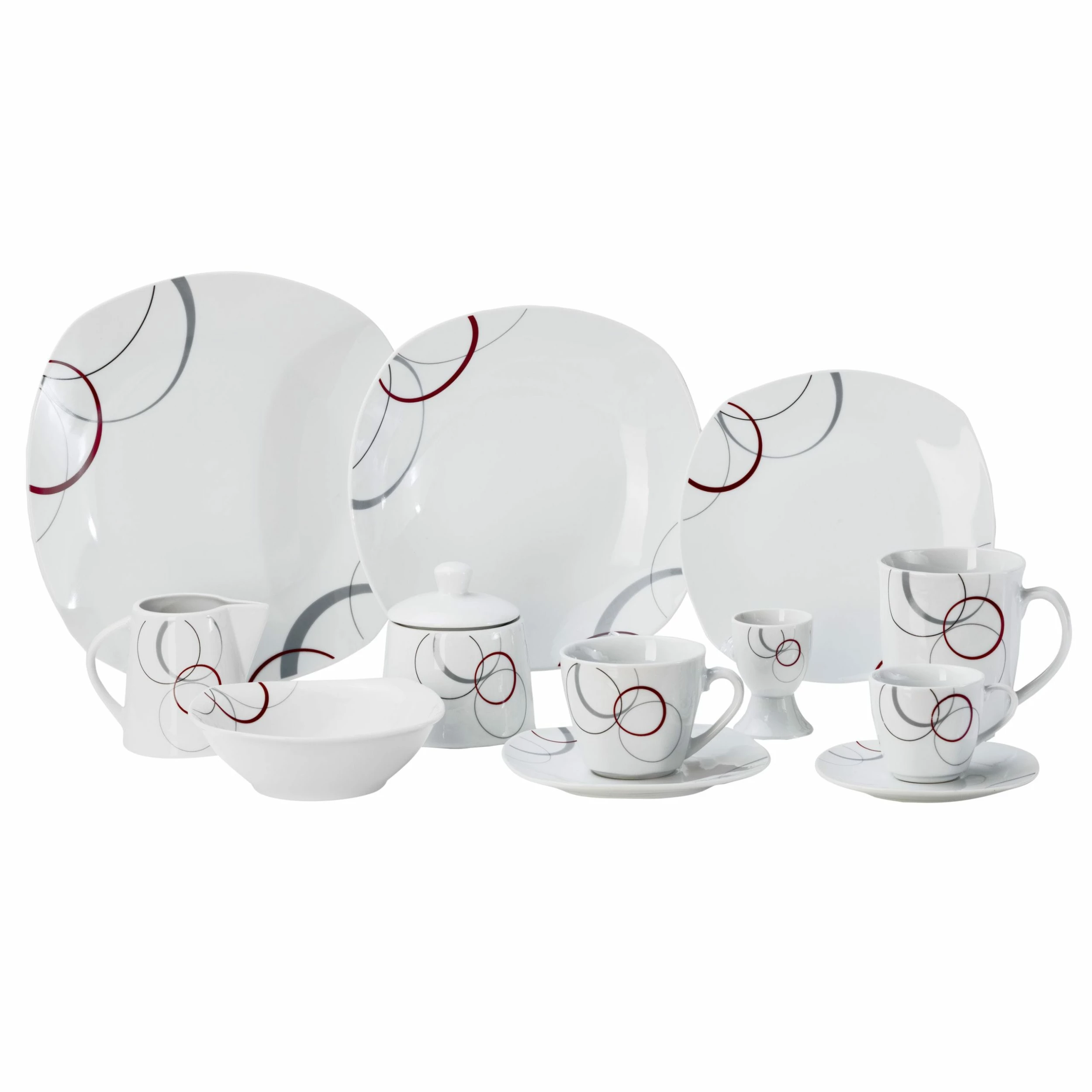 Null Kombiservice Calla 62tlg. Eckig Porzellan Für 6 Personen Weiß Mit Blumendekor 4 Null Kombiservice Calla 62tlg. Eckig Porzellan Für 6 Personen Weiß Mit Blumendekor – Bild 4