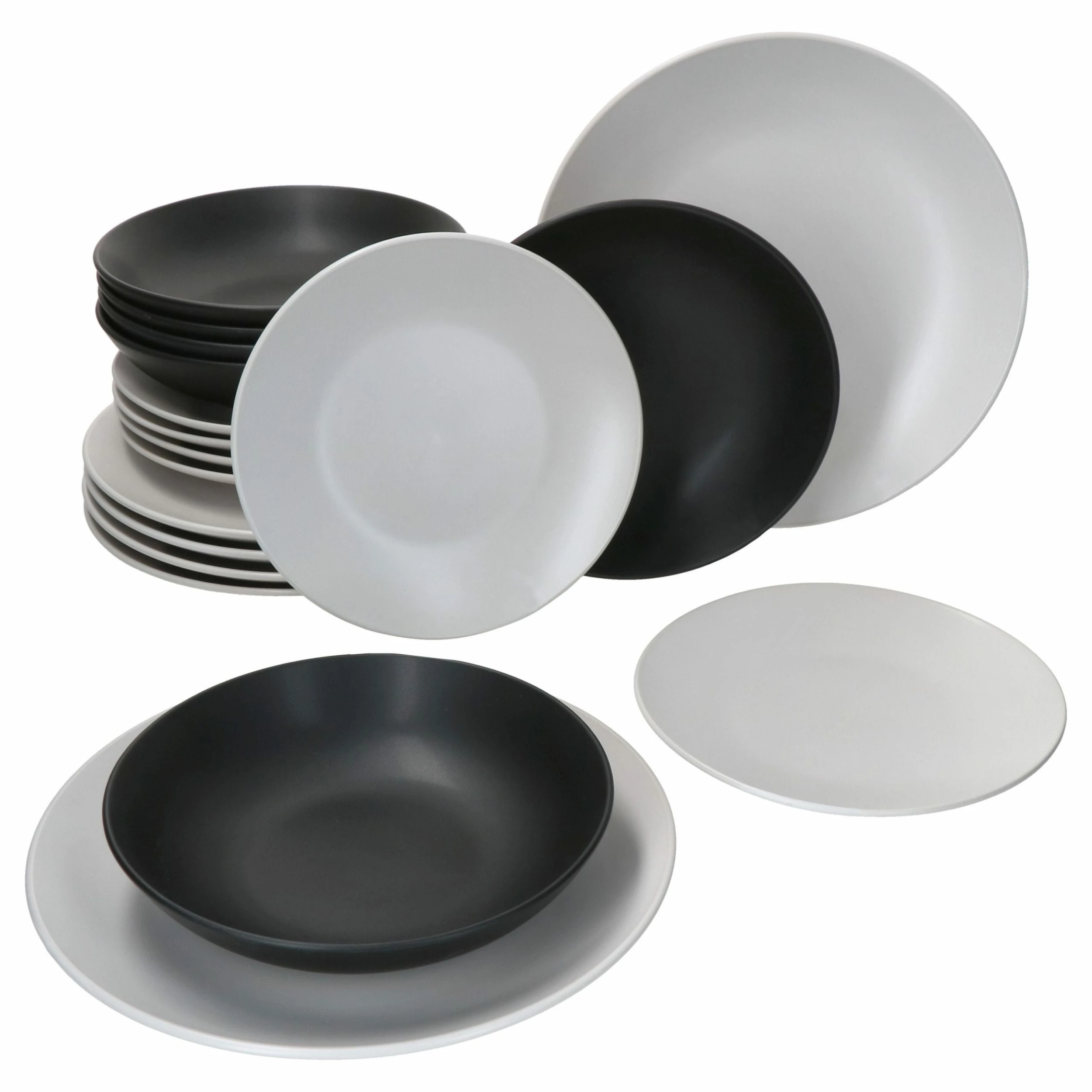 Null 16tlg Frühstücksset Nero Bianco - 4x Kuchenteller Weiß, Becher O. H. Schwarz, Becher M. H. Weiß & Schale Weiß 3 Null 16tlg Frühstücksset Nero Bianco - 4x Kuchenteller Weiß, Becher O. H. Schwarz, Becher M. H. Weiß & Schale Weiß – Bild 3