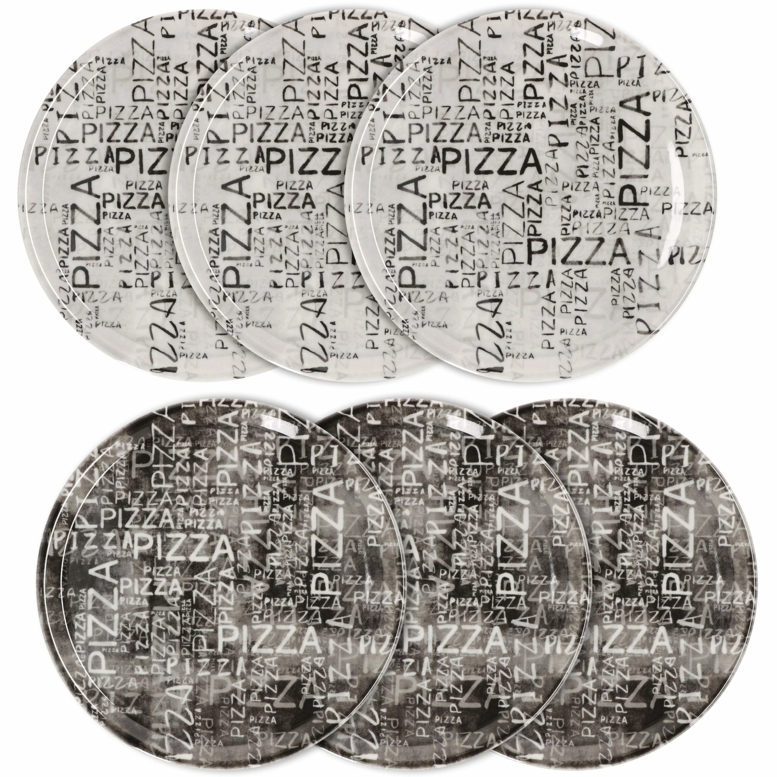 Null 6er Set Pizzateller Napoli Black & White 33cm - 04018#Z70 + 04018#Z69 1 Null 6er Set Pizzateller Napoli Black & White 33cm - 04018#Z70 + 04018#Z69