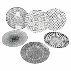 Null 6er Set Kuchen-/Dessertteller Seoul 20,5cm Schwarz & Weiß