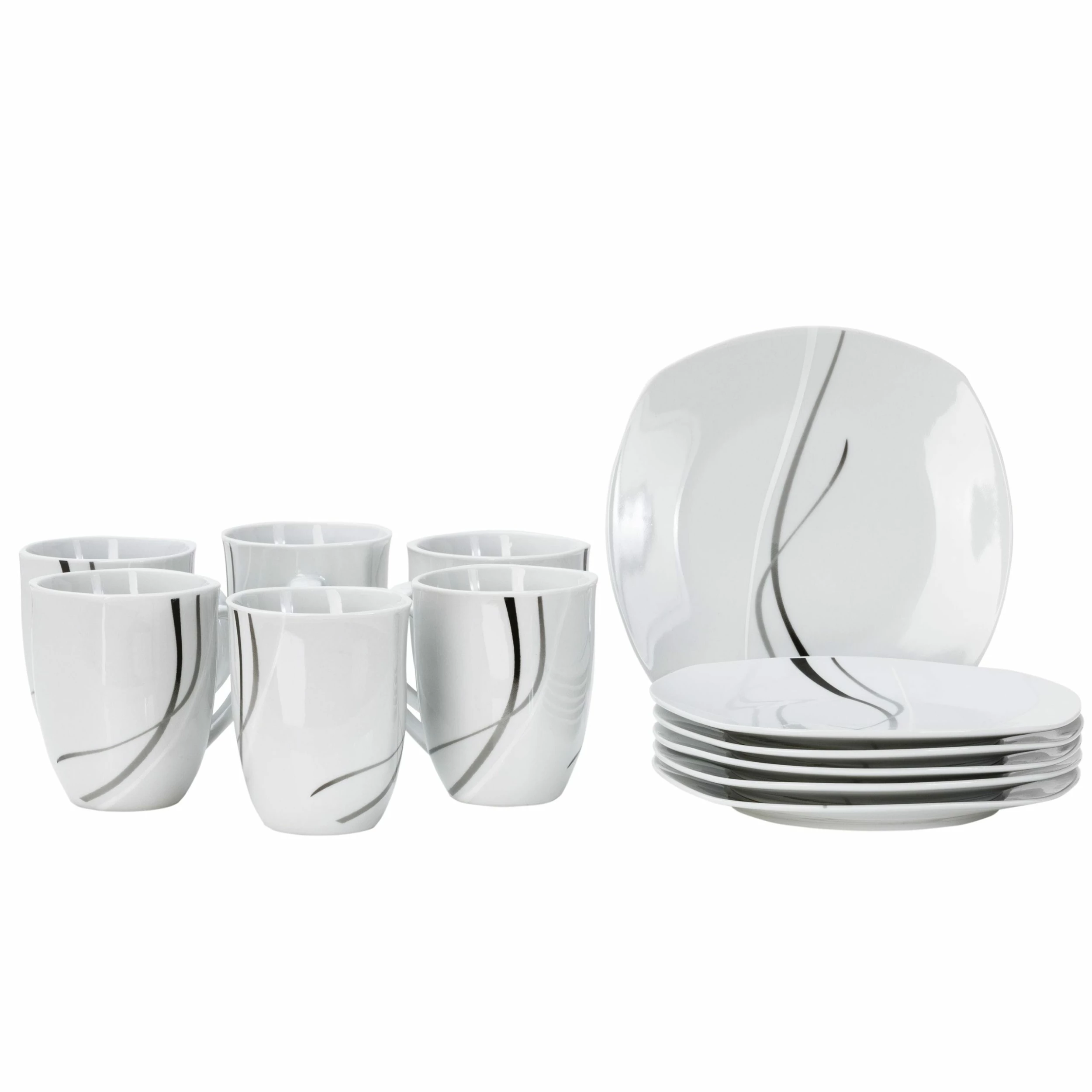 Null 16tlg Frühstücksset Nero Bianco - 4x Kuchenteller Weiß, Becher O. H. Schwarz, Becher M. H. Weiß & Schale Weiß 4 Null 16tlg Frühstücksset Nero Bianco - 4x Kuchenteller Weiß, Becher O. H. Schwarz, Becher M. H. Weiß & Schale Weiß – Bild 4