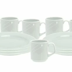 Null Frühstücksset 12tlg. Arcadia 6 Personen 6 Teller + 6 Becher Porzellan Geschirr