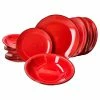 Null MamboCat Uni Rot 12-tlg. Teller Set Geschirr Steingut