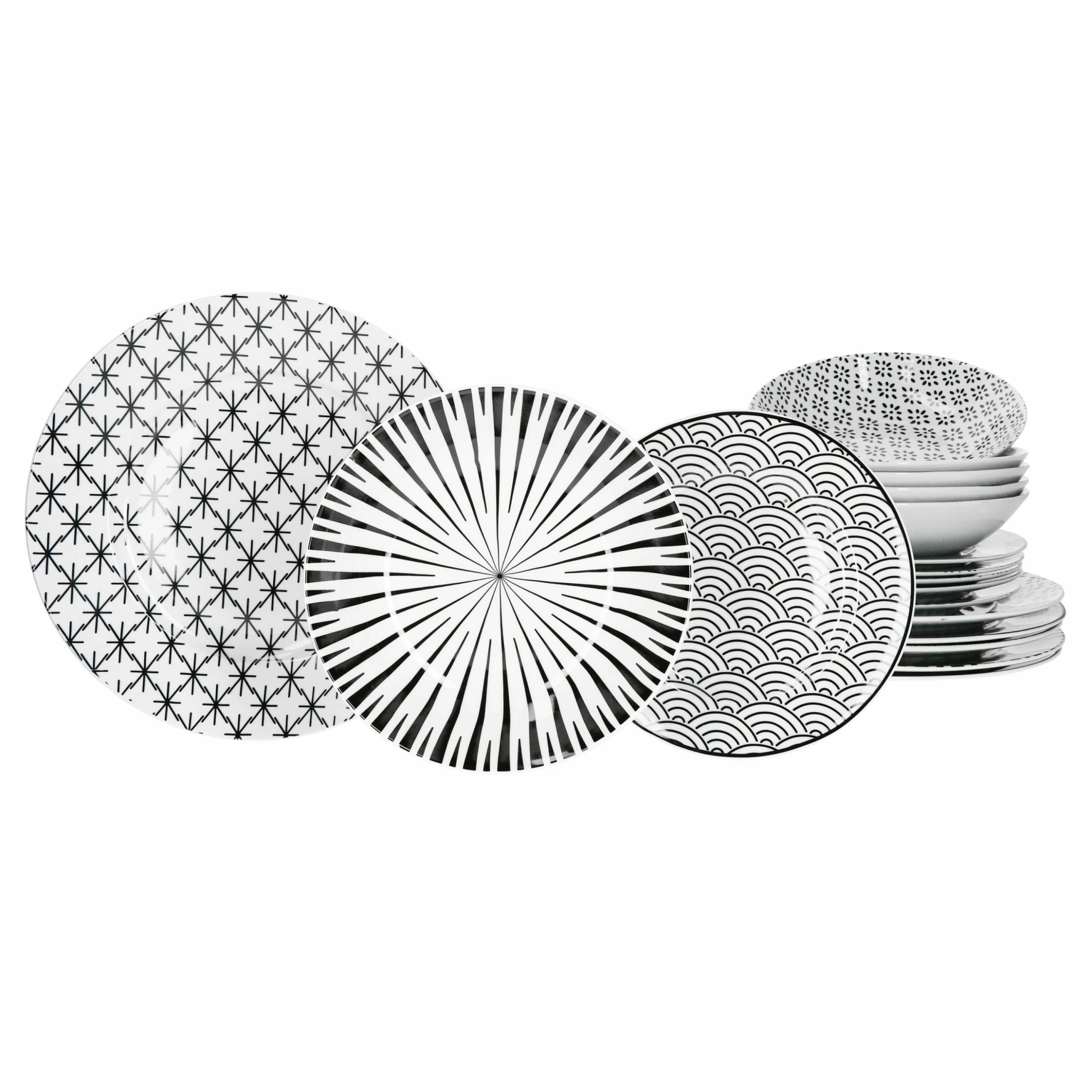 Null Dinnerset Seoul 18 Tlg. Tellerset Schwarz & Weiß Für 6 Personen 1 Null Dinnerset Seoul 18 Tlg. Tellerset Schwarz & Weiß Für 6 Personen