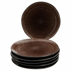 Null 6er Set Dessert- Kuchenteller Samos Reactive Glaze Braun - 24327306