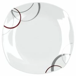 Null 6er Set Dessertteller Flach Palazzo 19cm - Kuchenteller / Frühstücksteller Aus Weißem Porzellan Mit Dekor-Kreisen In Grau Und Dunkelrot -Null Shop f3578ead ce07 4d85 8608 bf6c505581e2 scaled