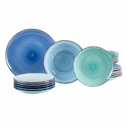 Null 18tlg. Tellerset Blue Baita Curacao Für 6 Personen In Verschiedenen Blau-Tönen