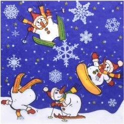Null 80x Weihnachtsservietten 3-lagig 33 X 33 Cm Schneemänner