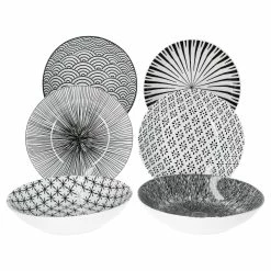 Null 6er Set Suppenteller Seoul 20cm Schwarz & Weiß