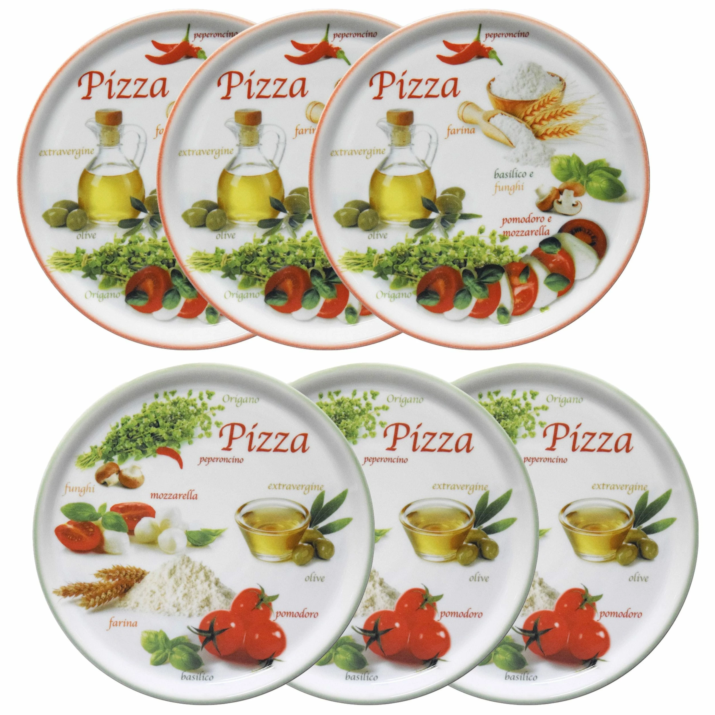 Null 4er Set Pizzateller Napoli Pizzafoods Grün + Rot 33cm - 04018#ZP1 + 04018#ZP2 2 Null 4er Set Pizzateller Napoli Pizzafoods Grün + Rot 33cm - 04018#ZP1 + 04018#ZP2 – Bild 2