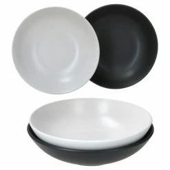 Null 4er Set Suppenteller Nero Bianco Weiß & Schwarz
