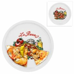 Null 2er Set Pizzateller Napoli Groß - 30,5cm Porzellan Teller Mit Schönem Motiv - Für Pizza / Pasta, Den `großen Hunger` Oder Zum Anrichten Geeignet